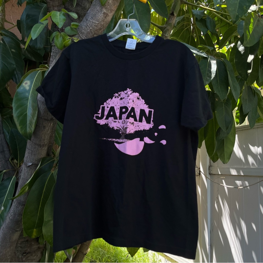 Japan Black T-Shirt with a Cherry Blossom Graphic.
